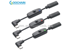 自定义90度USB 3.1型C延长电缆，带LED指示灯开关