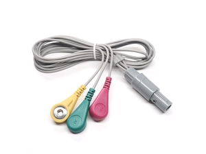 4PIN LEMO至3 LEADS 3.9mm 4.0mm ECG SNAP按钮电缆用于医疗设备
