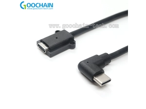 定制面板安装USB型C延长电缆男性到女性