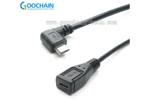 90度定制直角微USB男性到Micro USB母延长电缆