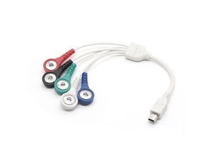迷你USB ECG电缆4.0mm 5带领ECG Snap按钮到迷你5pin USB男性电缆