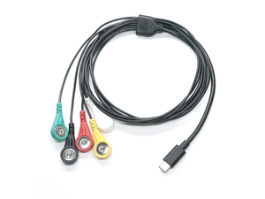 USB 3.1 TYPE C转4.0mm ECG扣子线，USBTYPE C EMG理疗线