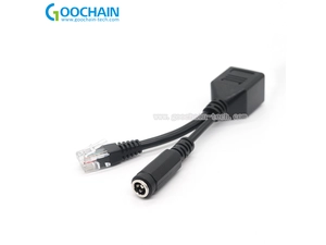 中国 定制生产RJ12 P6C母转DC母插头+RJ12公分离器POE功能电缆 制造商