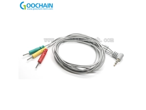 定制理疗线，3.5mm插头转3个2.0mm针电极线