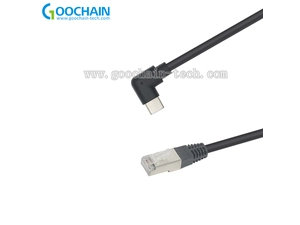 定制90度弯头USB TYPE C转RJ45 8P8C以太网电缆