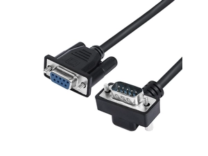 定制上弯 DB9 RS232 串行电缆，DB9 公对母数据通信适配器电缆