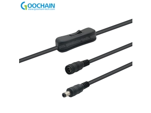 LED 灯条内嵌式开/关开关电缆 DC 插孔 (5.5x2.1mm) 公对母连接器，