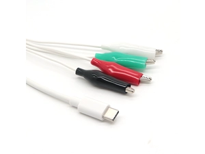China Customized usb type c to 4 pieces alligator clips test lead Crocodile clip to usb c adapter cable manufacturer