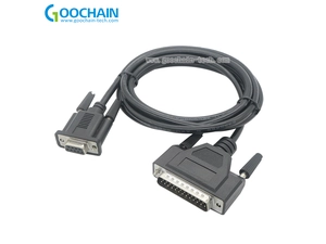 Cabo de modem nulo serial padrão RS232 DB25 macho para db9 fêmea