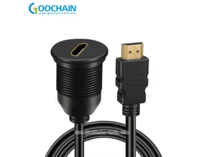 Cabo de extensão à prova d'água HDMI macho para fêmea montagem embutida para carro caminhão barco motocicleta painel de controle de montagem embutida cabo fábrica