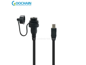 Cabo de extensão à prova d'água Mini USB Car Mount Dash Flush para Carro, Barco, Motocicleta, Painel de Caminhão