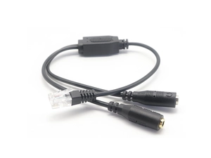 RJ9 4P4C para cabo adaptador de fone de ouvido com plugue de áudio duplo de 3,5 mm