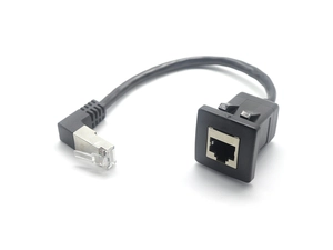 Cotovelo para cima ângulo rj45 macho para montagem em painel rj45 fêmea cabo de extensão com fivela para carro caminhão barco motocicleta painel