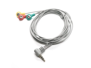 直角 3.5 毫米立体声音频插孔到 3 引线 2.5 毫米心电图按扣心电图脑电图电极电缆