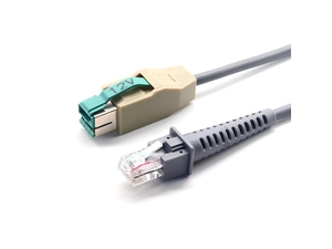 用于 DATALOGIC Gryphon 扫描仪的 RJ50 10P10C TPUW 到有源 USB 12V 扫描仪电缆