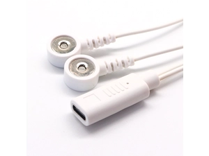 USB C 母头转 2 引线磁性 ECG EEG EKG EMG 卡扣电缆