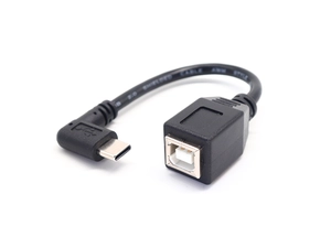 90弯头 USB C 公头转 USB B 母适配器打印机电缆