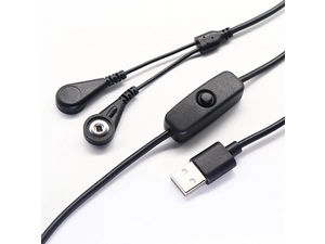 USB C 母头转 2 导联 3.5 毫米母头磁性 ECG EEG EKG EMG 卡扣电缆，带开/关按钮开关