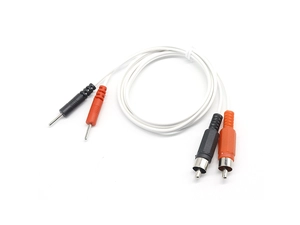 双 RCA 公头转双 2.0 电极 PIN DIN 公头理疗导线电缆，适用于机顶盒