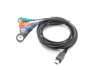 Mini USB 5P a 5 derivações Eletrodo Feminino Snap ECG EEG EKG EMG Cabo de substituição de máquina