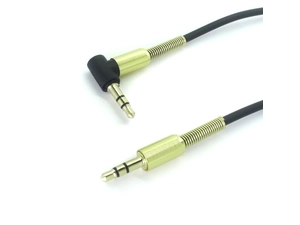 3.5 مللي متر ملفوف كابل 90 درجة الزاوية اليمنى 3-القطب 3.5 مللي متر ذكر إلى 3.5 مللي متر ذكر الزاوية اليمنى TRS جاك ستيريو الصوت الربيع كابل مساعد