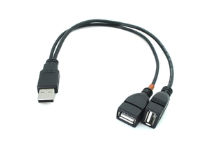 USB 2.0 A Erkek 2 Çift USB Dişi Jack Y Splitter Hub Güç Kablosu Uzatma Adaptör Kablosu