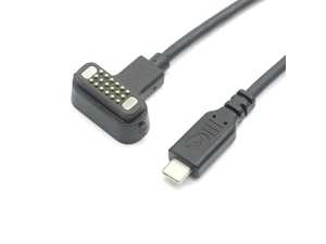 5Gbps 10Gbps 音频视频超高速传输磁性弹簧针电缆转 USB 3.1 C 型 18 针磁性弹簧针 PD 快速充电电缆