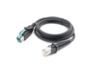 كابل توصيل ماسح ضوئي لمحطة نقاط البيع بجهد 12 فولت إلى RJ50 10P10C بطول 2 متر