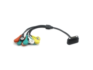 مصنع توريد ECG EKG 10 Pin Magnet Spring Loaded Pogo Pin إلى 4.0mm ECG Electrode Female Snap 10 يؤدي الإجهاد المريض الكهربائي النوى عشرات سلك الرصاص