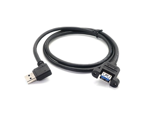 Câble d'extension USB à angle droit de 3,0 AM à AF avec support de panneau à double vis | Fabricant d'OEM