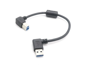 直角USB 3.0 A型公头与直角USB 3.0型B型公头电缆|高速倾斜的USB电缆制造商