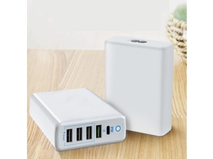60W PD快速充电USB C充电器QC 3.0端口和3个USB端口快速充电器