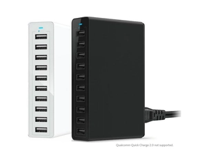 10A 및 12A 전류 용량이있는 60W 10 포트 USB 벽 충전기