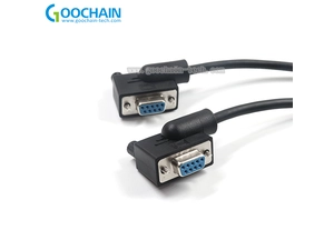 China Custom 90 Degree Left Angled RS232 Female to Female Straigh Through Cable manufacturer