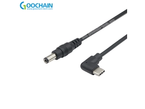 PD USB Tipi C Erkek Girişi DC 5.5 x 2.1mm Erkek Güç Şarj Kablosu 100 W