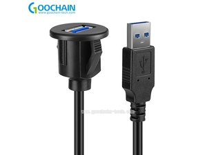 Panel Waterproof USB 3.0 Car Mount Dash Flush Extension Cable for Car, Boat, Motorcycle, Truck Dashboard