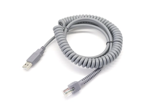 Cabo de extensão espiral espiral USB A para RJ45 RJ48 RJ50 10P10C para leitor de código de barras símbolo LS2208
