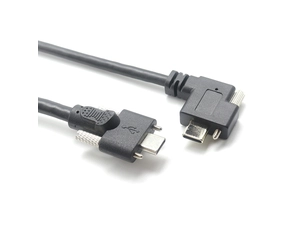 中国 定制侧锁 USB 3.1 C 型转 90 度双螺丝锁 USB C 型电缆 制造商