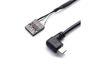 Micro USB de ángulo derecho/izquierdo de 90 grados, 5 pines macho a dupont, Cable hembra de placa base de cabecera de 2,54mm