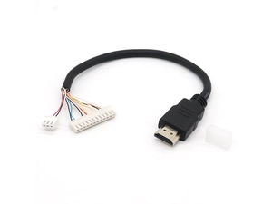 Benutzerdefiniertes 2-in-1-HDMI-Kabel Typ A-Stecker auf JST-XH 2,54 12-poliges Molex-Anschlusskabel für Projektionsleinwand