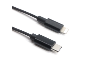 Özel USB-C Tip C Erkek - Yıldırım Erkek 3A 1M Siyah Hızlı Şarj Kablosu