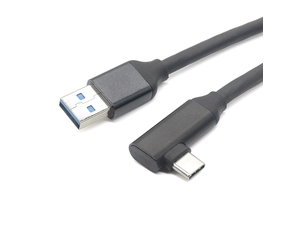 Özelleştirilmiş 10 Gpbs USB A Erkek - 90 derece sağ açı Tip C Erkek 100 W PD hızlı şarj VR kablosu