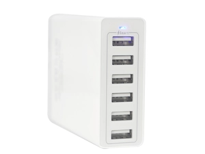 60W 高速率 6 端口 USB 充电集线器智能 USB qc 3.0 壁式充电器手机充电器适用于平板电脑、笔记本电脑、Mp3/mp4