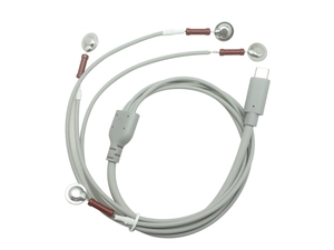 USB-Typ-C-Mann bis 4,0 mm Elektroden-Snap-Bleidraht mit Widerstand | 1-to-4-EKG/TENS-Kabel | Medizinischer OEM/ODM -Hersteller