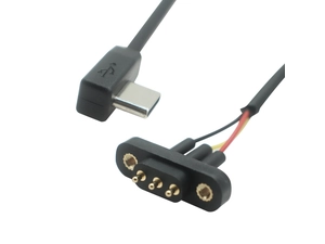 Cavo USB Type-C maschio a 3 pin Pogo Pin da 90 gradi | Produttore di cavi con connettore Pogo Pin personalizzato-x-Nome prodotto: Cavo Pogo Pin da 90 gradi tipo C maschio a 3 pin Connettore A: tipo C maschio, angolo retto (90°)Connettore B: connettor