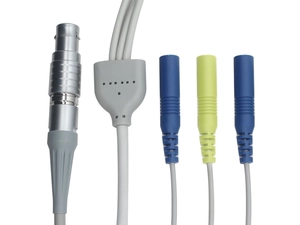 4-poliger Metall-LEMO-Stecker auf 2,0-mm-Elektrodenleitungen mit Mantel – 1 bis 3 medizinische EKG-/Patientenmonitorkabel (ISO13485-Hersteller)