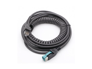 Cable de escáner PoweredUSB en espiral para escáneres de códigos de barras portátiles