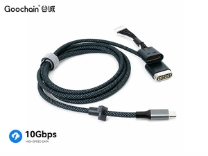 Câble Pogo Pin magnétique USB-C vers 16 broches pour données et chargement USB 10 Gbit/s