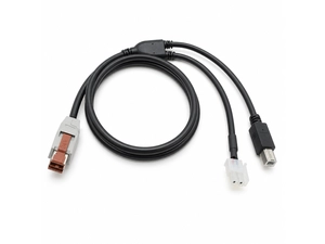 24V POWEREDUSB - USB-B および 3 ピン プリンタ電源 Y ケーブル