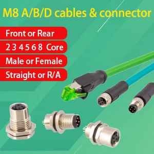 China M8 D-coding 4 core male or female to CAT5E rj45 ethernet cables manufacturer